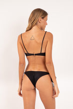 Charger l'image dans la galerie, Model Back: Rio De Sol Bas Bottom Shimmer-Black Cheeky-Tie-Gold
