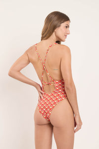 Model Back: Rio De Sol Une Pièce Floral-Scales Sunny