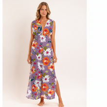 Charger l&#39;image dans la galerie, Model Front: Rio De Sol Vêtement De Plage Garden-Flower Long Dress Soleil

