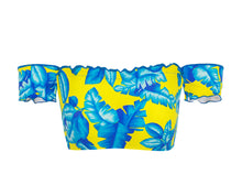 Charger l&#39;image dans la galerie, Product Front: Rio De Sol Haut Top Palmeira Azul Off Shoulder
